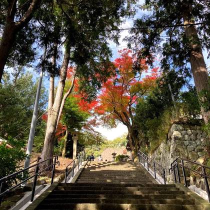 伊豆山神社に参拝しました　階段と足立権現社